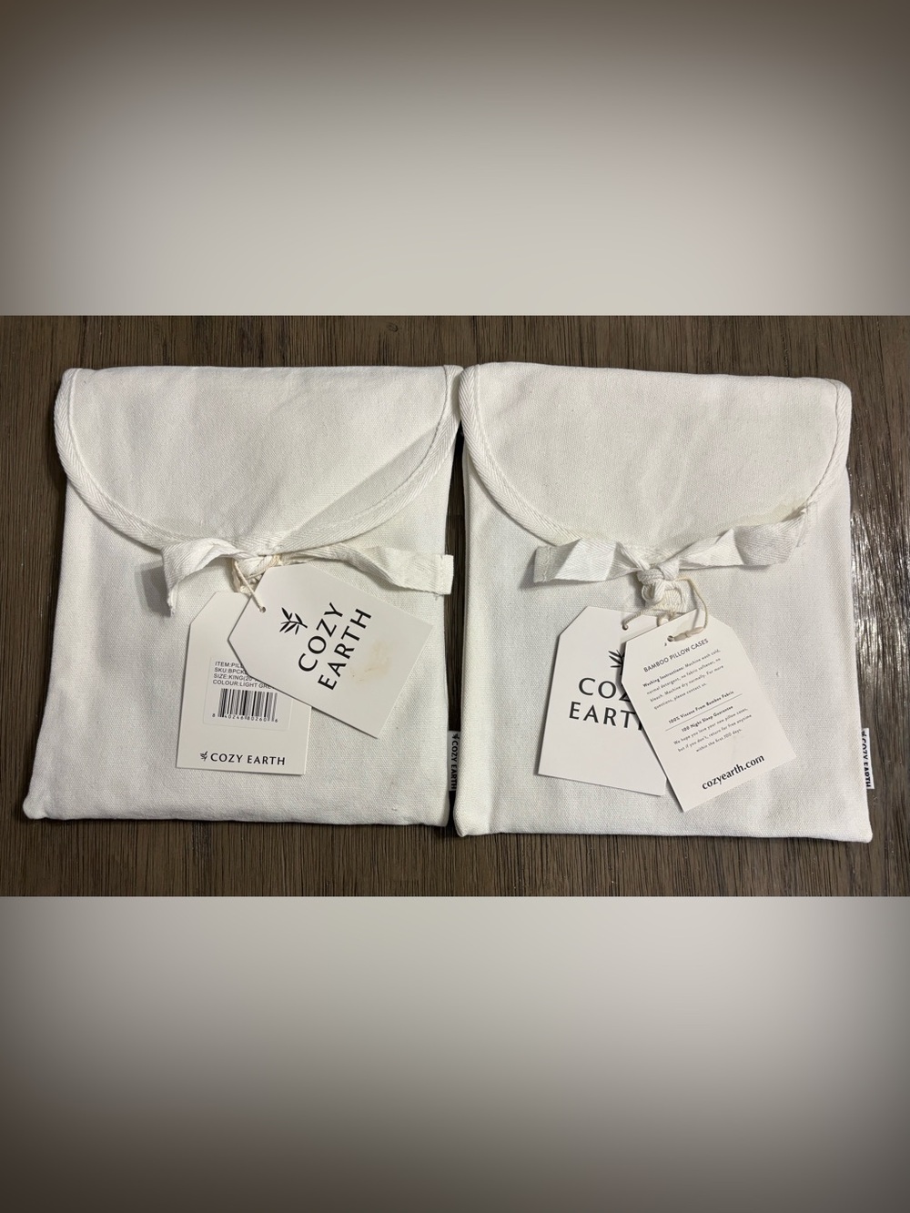 BRAND NEW Cozy Earth King Bamboo Pillowcases - Light Grey Two Sets of 2 NWT